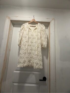 English Factory Cream Crochet Mini Dress